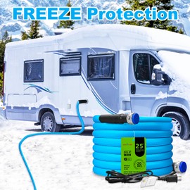 25' Heated Water Hose for RV — Prevents Freezing Down to -20°F — Test report For PBA-Free&Phthalate-Free&Lead-Free— Great for Campers, Livestock, Agriculture, Kennels, etc. — 5/8"LONRIHEAT