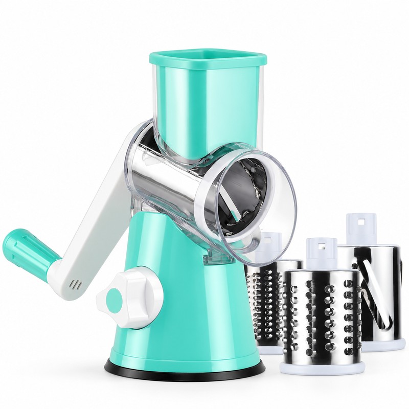 Rotary Cheese Grater for Everyday Food Prep – 3 Interchangeable