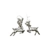 Set of 2 Deer Hanging Silver Christmas Tree Decorations Antique