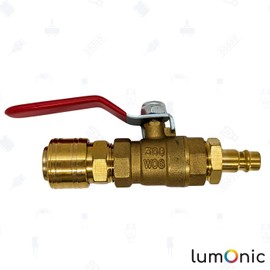 Lumonic Ball Valve 3/8 Inch with Quick Coupling and Plug I Corrosion Resistant Brass I Shut-off Valve I for Compressed Air I Workshop