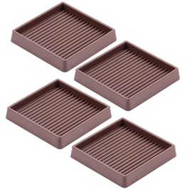 Glarks Brown 4Pcs 2 x 2in Square Shape Non Slip Furniture Pads Rubber Anti Skid Caster Cups, Leg Coasters Couch, Chair, Feet, and Bed Stoppers Anti-Sliding Floor Protectors for Furniture
