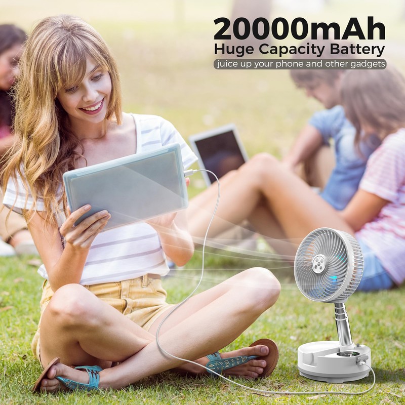 AddAcc 20000mAh Battery Operated Fan, Rechargeable Portable Fan, 112H Run,