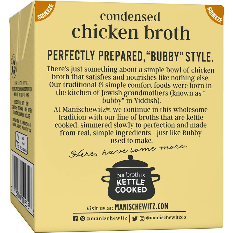 Manischewitz Condensed Chicken Broth 12oz (6 Pack), Flavorful, Kettle Cooked,