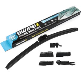 SWIPEX 100% Resilient Silicone Wiper Blade (Pack of 1) - Automotive Replacement All-Seasons Premium Windshield wiper blade, Includes Multi-adapter compatible with 99% of car models - (18 inch (450mm))