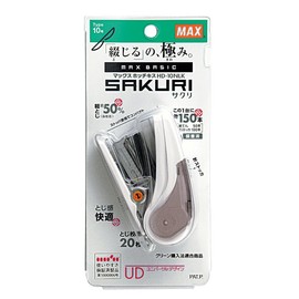 Max HD-10NLK/W Sakuri Stapler, 20 Sheets, Holds 100 Spare Needles, White