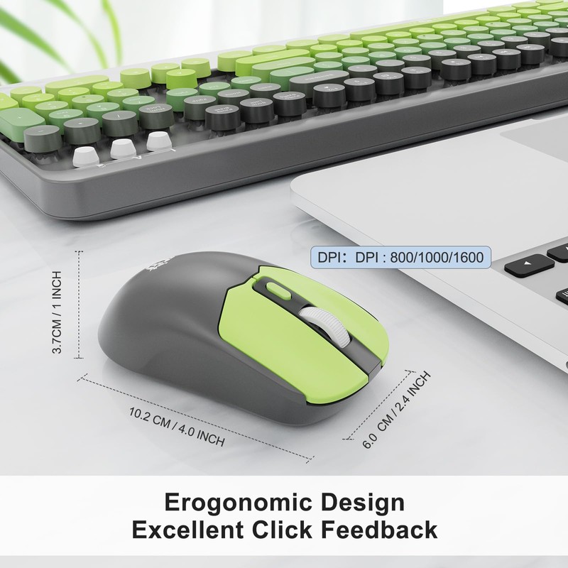 FOPETT Wireless Keyboard and Mouse Combo, 104 Keys Full-Sized 2.4