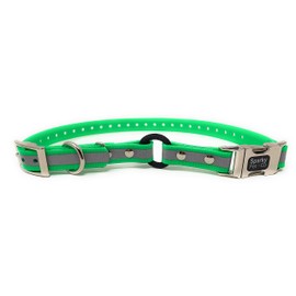 Sparky Pet Co -Zeus ECollar Replacement Strap - Bungee Loop Dog Collar - Waterproof Biothane - Adjustable - Double Buckle - Quick Snap Metal Clasp - Invisible Fence Systems - 3/4" x 28" Green Refl