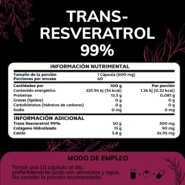 Resveratrol 99% Con Colageno Hidrolizado - 60 Cápsulas