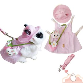 MUYYIKA Rabbit Small Animal Harness Leash Set, Cute Soft Soft Guinea Pig for Puppies and Kittens, Adjustable, Commemorative Photos, Going Out Supplies, Walking Leads