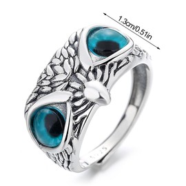 ARH 4pcs Retro Ring in Owl Design, Open Ring, Silver, Fashion, Party, Jewellery, Gift, Ring Retro Silver Open Adjustable Animal Bird Band Jewellery for Men and Women