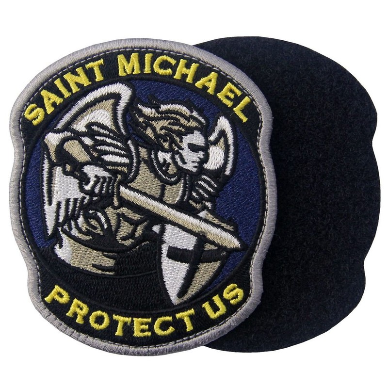 Modern Army Saint Michael Protect Us Embroidered Velcro Patch