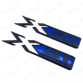 GMC 2PCS 2019-2025 GMC Sierra X31 X 31 OFF ROAD Bed Emblem OEM GEN Blue Black Badge
