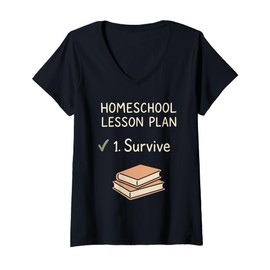 Womens Homeschool Mom Mama Bear Homeschooling Gift Teacher Mom V-Neck T-Shirt