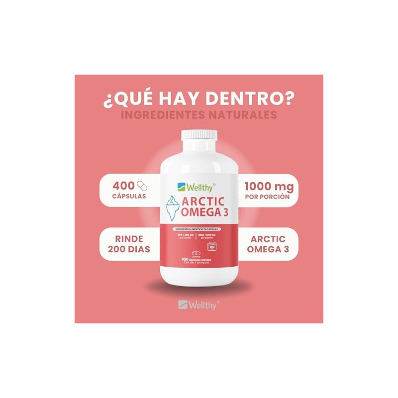 Wellthy Acrtic Omega 3 Softgel 400 Cápsulas. 360mg EPA, 240mg