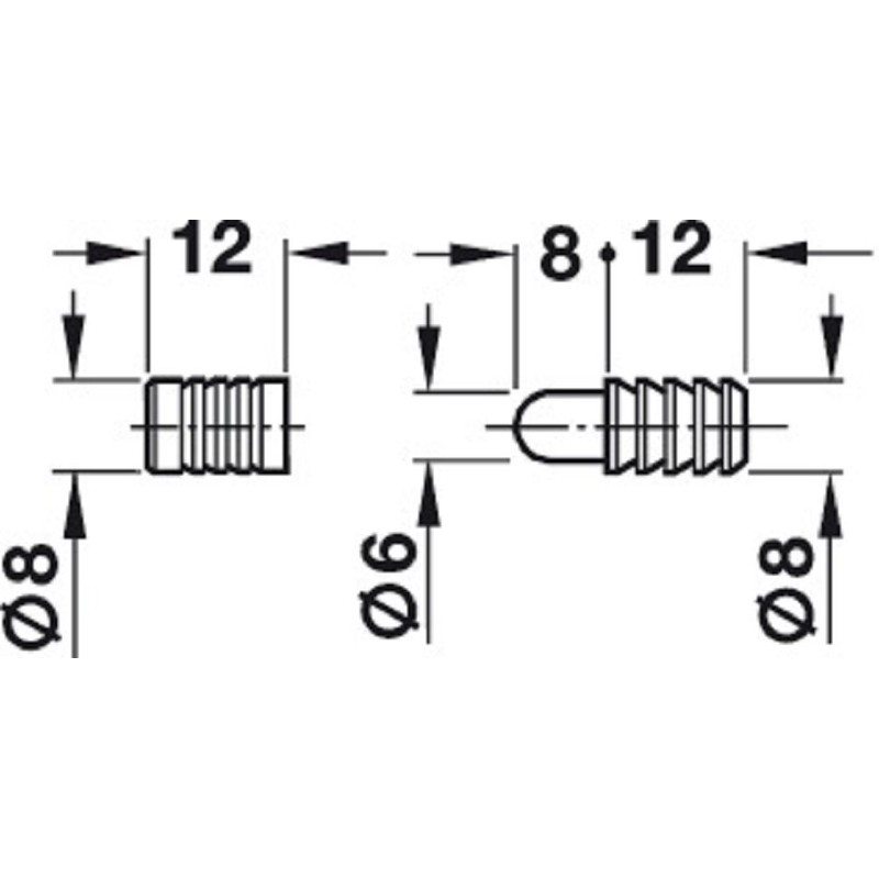 Model Rail Chromatized Steel Baseboard Alignment Dowels for Ø 8