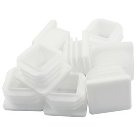 Hordion 12 Pcs 1" Square Plastic Plugs, White Tubing End Cap Chair Leg Inserts for Pipe Post Chairs Furniture