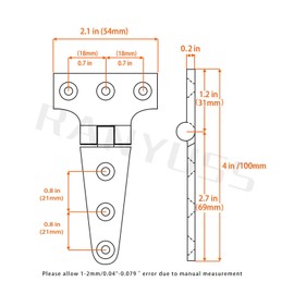 RANYUSS 2PIECES Stainless Steel 316 Heavy Duty Marine Grade T Hinge 4IN(L)*2IN(W) Cast Strap Hinge