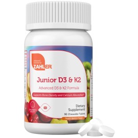 Zahler Zh223 Vitamin D3 K2 Chewable Tablets Peach Apricot Flavor 90 Count Vegetarian