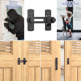 DOUBLE 2 C Barn Door Lock, Sliding Door Lock Hardware, Carbon Steel Door Latches for Cabinet, Closet, Window Door, Black