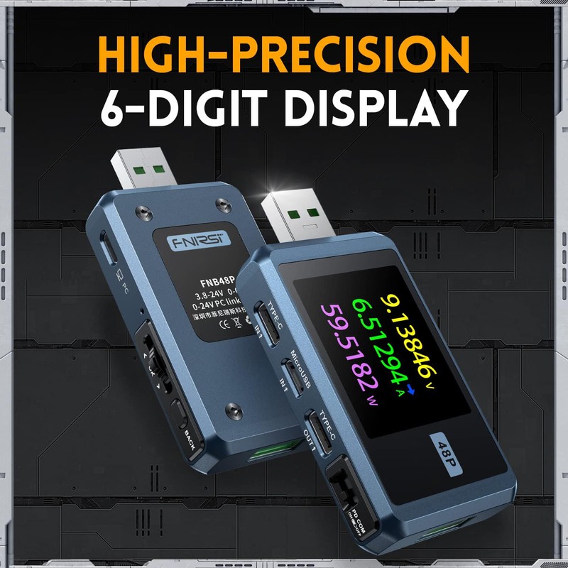 FNIRSI - Probador USB 4-24 V 6.5 A LCD USB