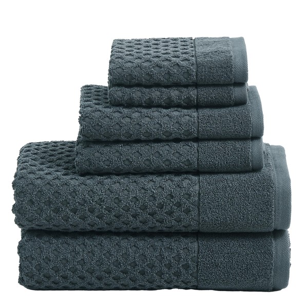 Simple&Opulence Premium 100% Cotton Towel Set 6 Piece, Jacquard Soft