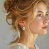 Jugielu Boho Large Round Pearl Earrings Big Pearls Drop Earring