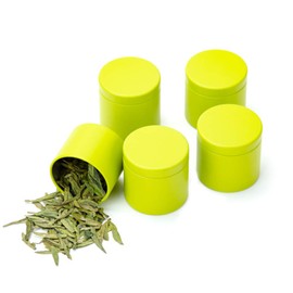 Tianhui Small Tin Can Box with Airtight Lids Canister for Coffee Tea Candy Storage Loose Leaf Tea Tin Containers Storage 5 Pieces (Green, S)