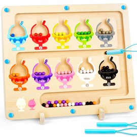 CRIOLPO Montessori Toy from 2 3 4 5 Years, Magnetic Game Maze Wooden Toy Colours and Numbers Learning Sorting Game, Motor Skills Toy Gift Girls Boys