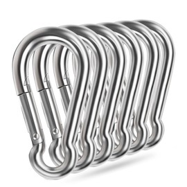 Large Spring Snap Hooks, 304 Stainless Steel Carabiner Clip Heavy Duty Rope Connector Link Buckle 1/2 3/8 Clip for Gym Equipment Hammock Swing (4inch(M10)-6Pcs)