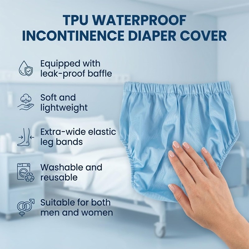 Unisex Incontinence Pants,Waterproof TPU Diaper Cover for Overnight