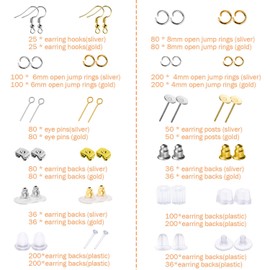 Earring Making Kit, Anezus 2320Pcs Earring Making Supplies Kit with Earring Hooks Findings, Earring Backs Posts, Jump Rings for Jewelry Making Supplies