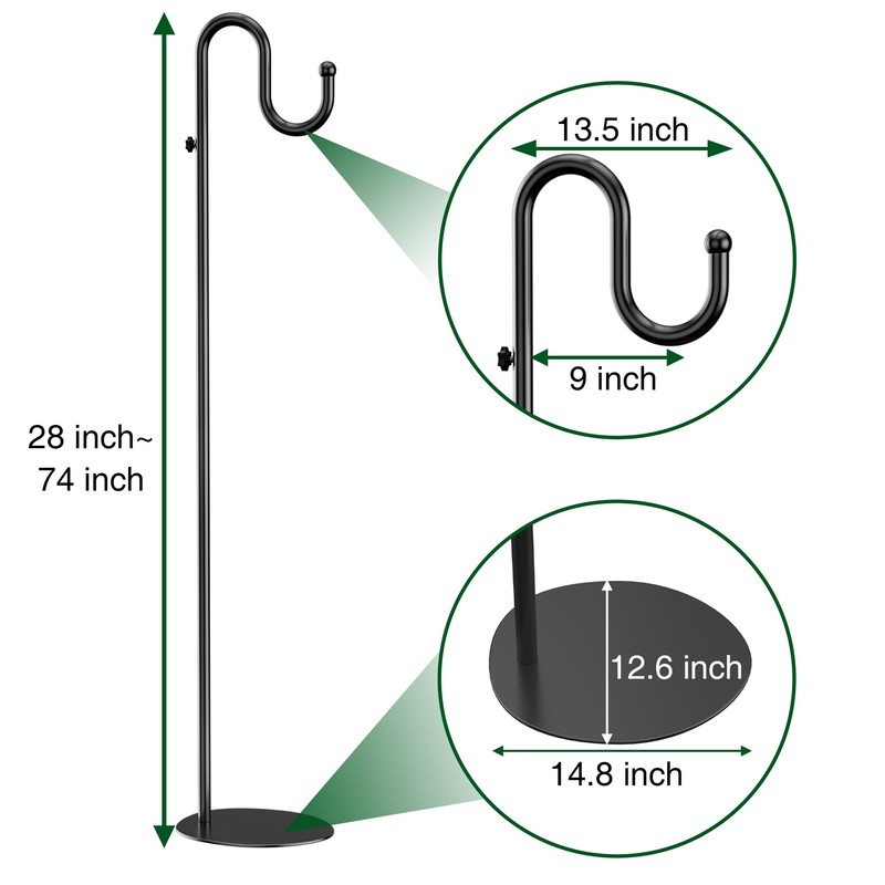 74" Shepherds Hook Stand for Plant: Hanging Bird Feeders, Plants,