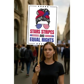 Stars Stripes And Equal Rights Protest Sign, Anti-Trump Resistance, Political Activist Rally Sign, Resist Fascism Protest Poster