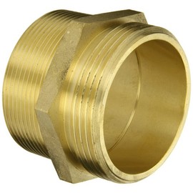 Moon 358-3063021 Brass Fire Hose Adapter, Nipple, 3" NPT Male x 3" NH Male
