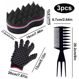 ARJDXDP 3 Set Doppelseite Haarbürste Schwamm,DIY Schaum Lockenwickler Werkzeug,Doppelseitiger ovaler Magic Twist Coils Wave Haarschwamm für Afro Curl Coil Wellen,Perücke,Zopf Haar Kamm Styling Tool