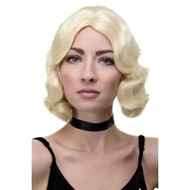 WIG ME UP GFW1726-88 Lady Quality Wig Short Bob Longbob wavy middle parting 20s 30s Twenties Movie Star Diva Charleston Swing Style Wave bright blond