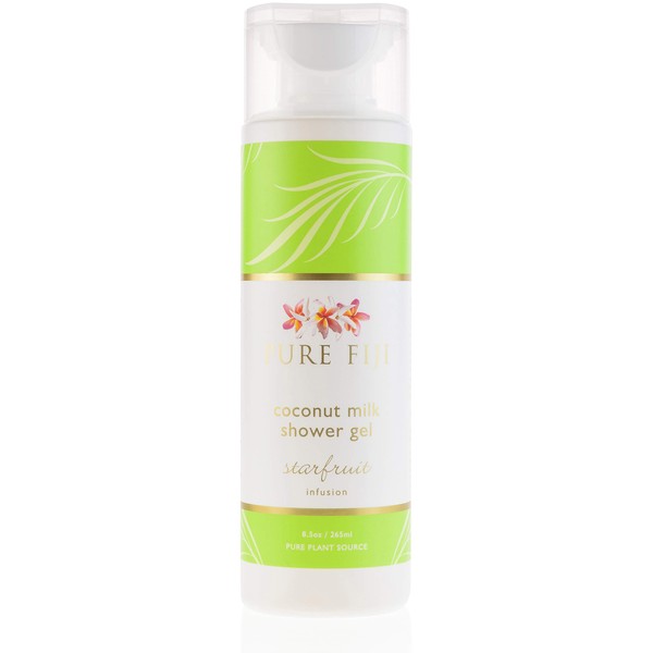 PURE FIJI Coconut Shower Gel,Body Wash Gel - Natural Body Wash - Body& Hair Shower Gel for Men, Women and Baby, Starfruit, 8.5 oz