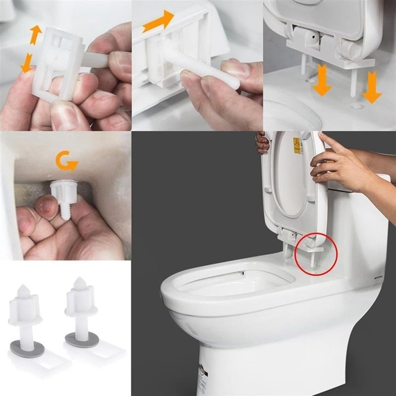 2Pcs Plastic Toilet Seat Screws, Nuts and Washers,Hinge Bolt Replacement