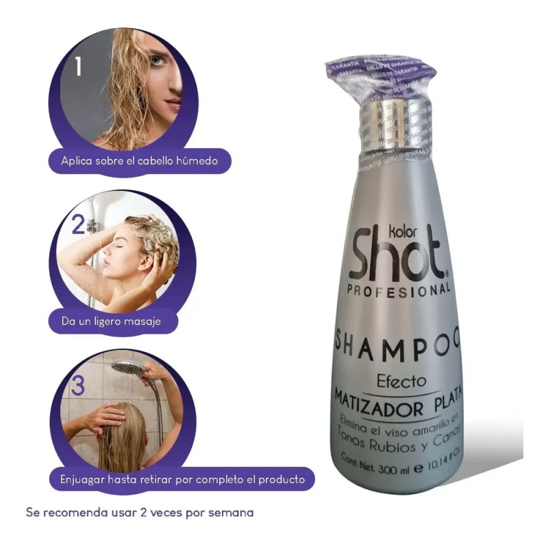 Shampoo Matizador Plata Cabello Platinado Y Canas Kolor Shot