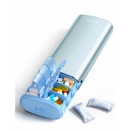 Vaydeer Pastillero Semanal De 7 Días Para 2 Tomas Al Día, Pastillero De Viaje De Metal Am Pm, Pastillero Bonito De Gran Capacidad Para Dos Tomas Diarias Para Suplementos, Pastillas, Vitaminas Y Medica