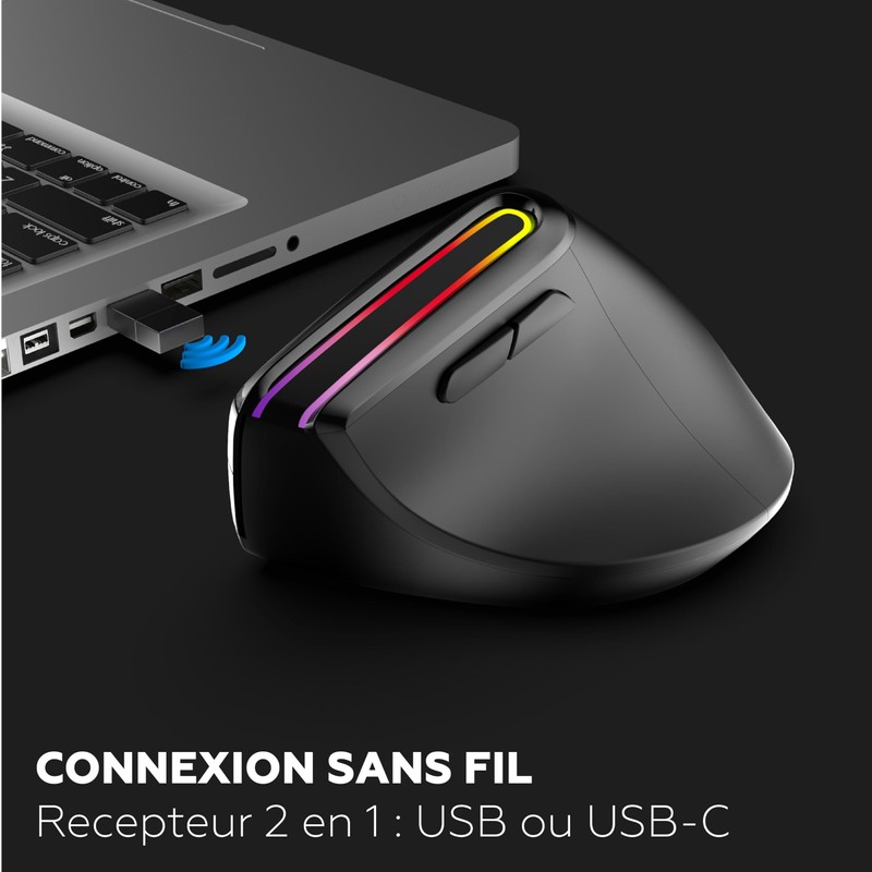 Mobility Lab - Ergonomic Wireless Mouse RGB - Adjustable Precision,
