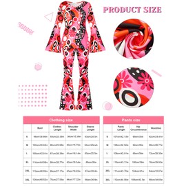 70s Women Hippie Costume Accessories Pink Hippie Disco Outfit for Women Available, Bottom Boho Flared Pants Hippie Shirt (S)