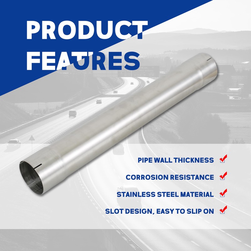 Universal T304 stainless steel Exhaust Pipe flared Tube-36" 3 Feet