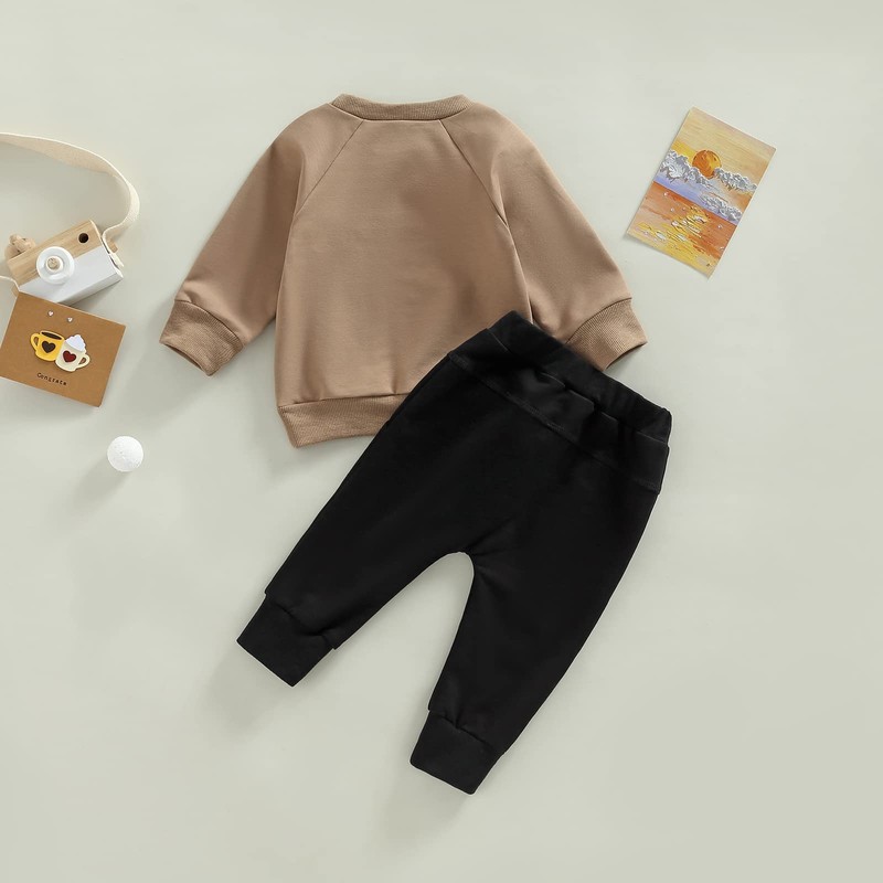 Toddler Baby Boy Clothes Solid Color Long Sleeve Crewneck Sweatshirt