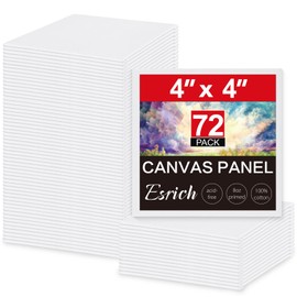 ESRICH Mini Canvases for Painting, 4x4In Canvas in Bulk 72 Pack Small Canvas Panels Cotton Paint Canvas Primed Acid Free Blank Canvas Boards for Oil Paint,Watercolor,Acrylic Paint,Gouache&Tempera.