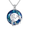 VENACOLY Mermaid Necklace S925 Sterling Silver Mermaid and Dolphin Necklace