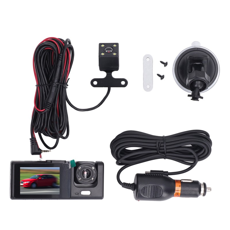 Car Traffic Recorder Night Vision 320mAh 3 Lens Front Rear