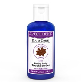 Eco-Dent DailyCare Baking Soda Toothpowder, Anise – SLS & Fluoride-Free Toothpaste Powder with Minerals & Essential Oils, Toothpaste Alternative + DailyRinse Single-Use Pack