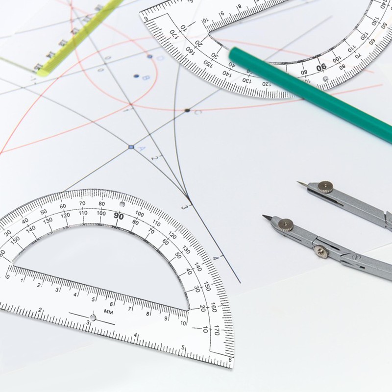 30PCS Clear Plastic Student Math Protractor 6-Inch Long 180 Degree