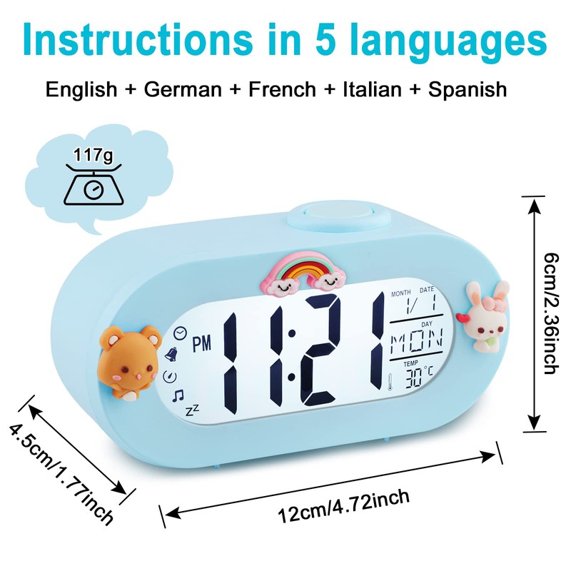 Ayybboo Kids Alarm Clock,Digital Sleep Trainer Clock with Snooze Function